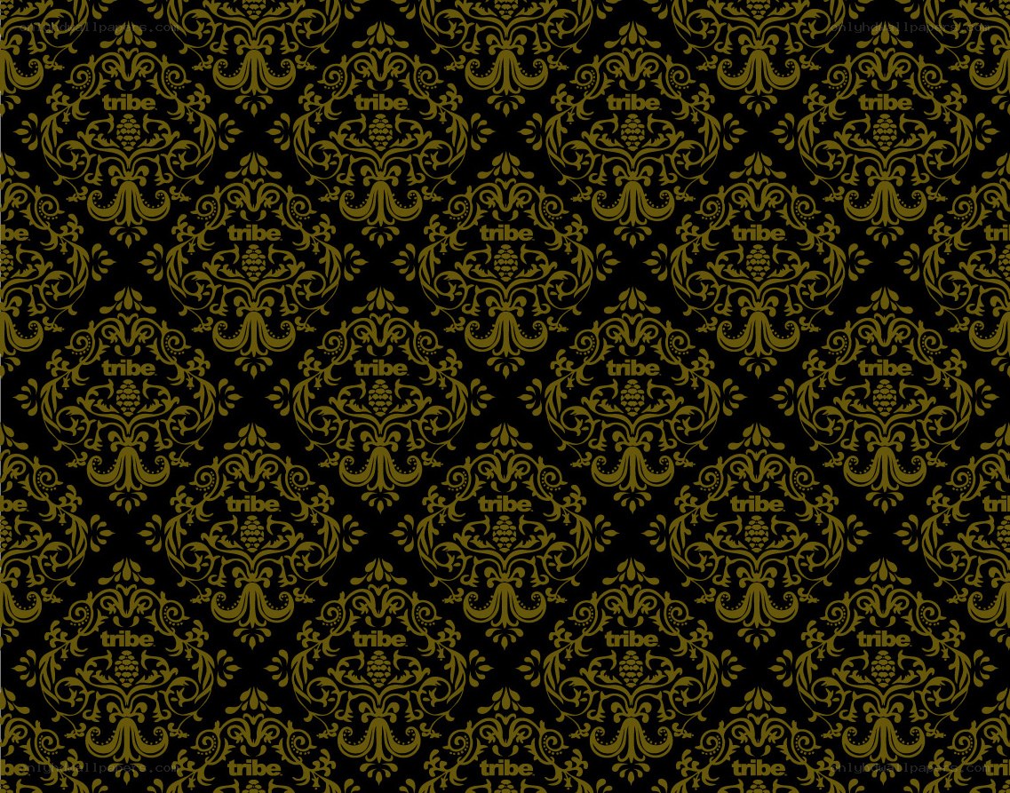 gold damask pattern with tribe text
