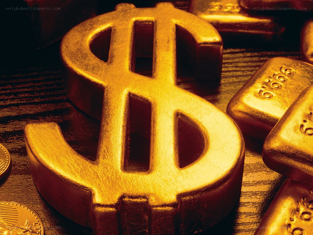 Gold dollar sign and bars