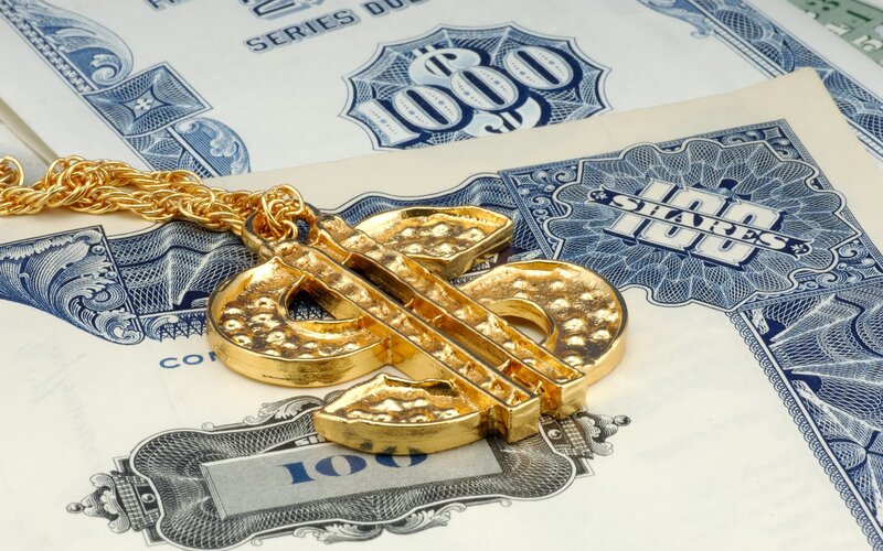 Gold Dollar Sign Pendant — Neutral