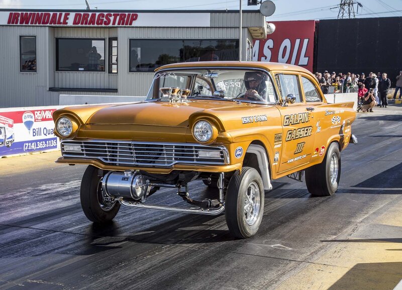 Gold Drag Racing Car — Dynamic, Afternoon, Photograph
