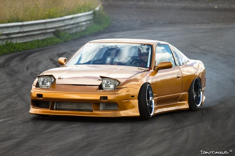 Gold Drift Car — Dynamic, Afternoon, Photograph
