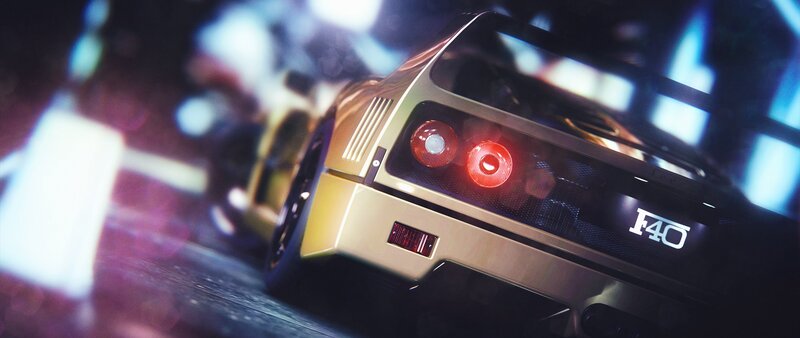 Gold Ferrari F40 — Dramatic