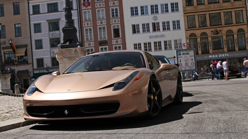 Gold Ferrari Sports Car