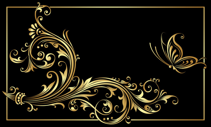 Gold Floral Design — Black