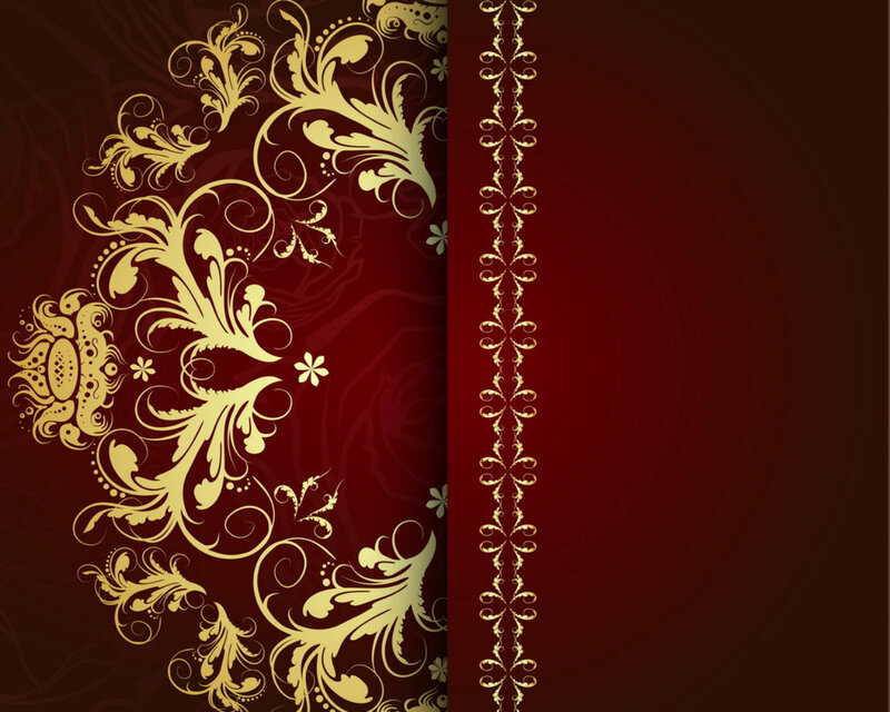 Gold Floral Pattern — Red