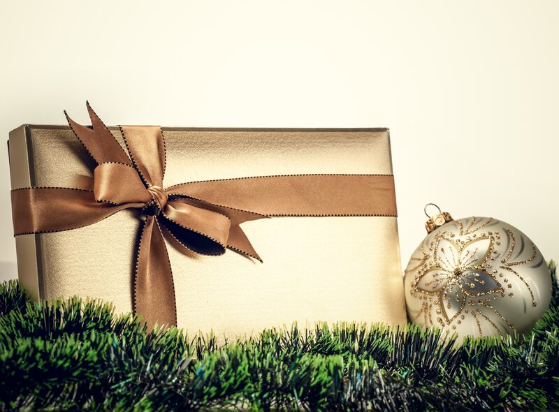 Gold Gift Box with Ornament