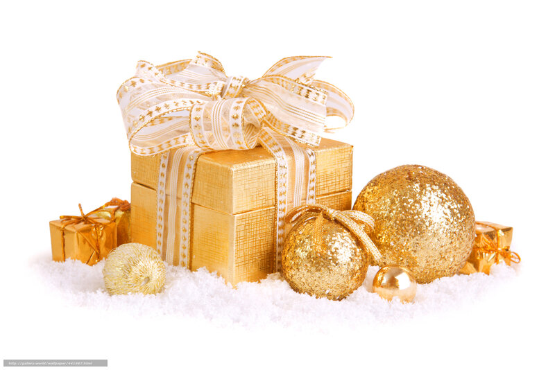 Gold Gift Boxes and Ornaments — Festive, Winter, Photograph