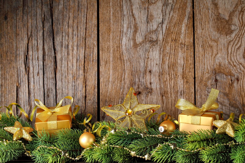 Gold Gift Boxes and Ornaments — Green