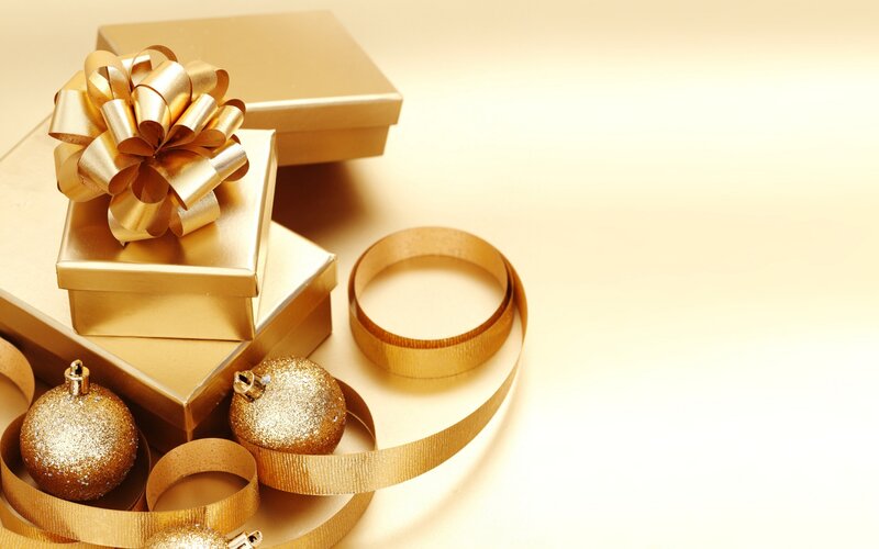 Gold Gift Boxes and Ornaments
