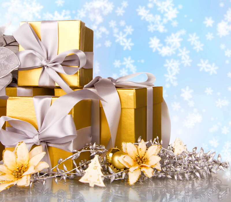 Gold Gift Boxes — Festive, Winter