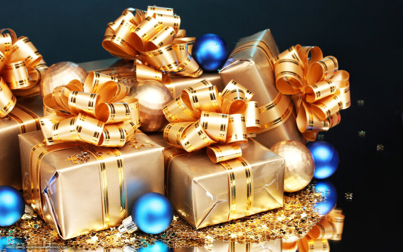 Gold Gift Boxes with Bows