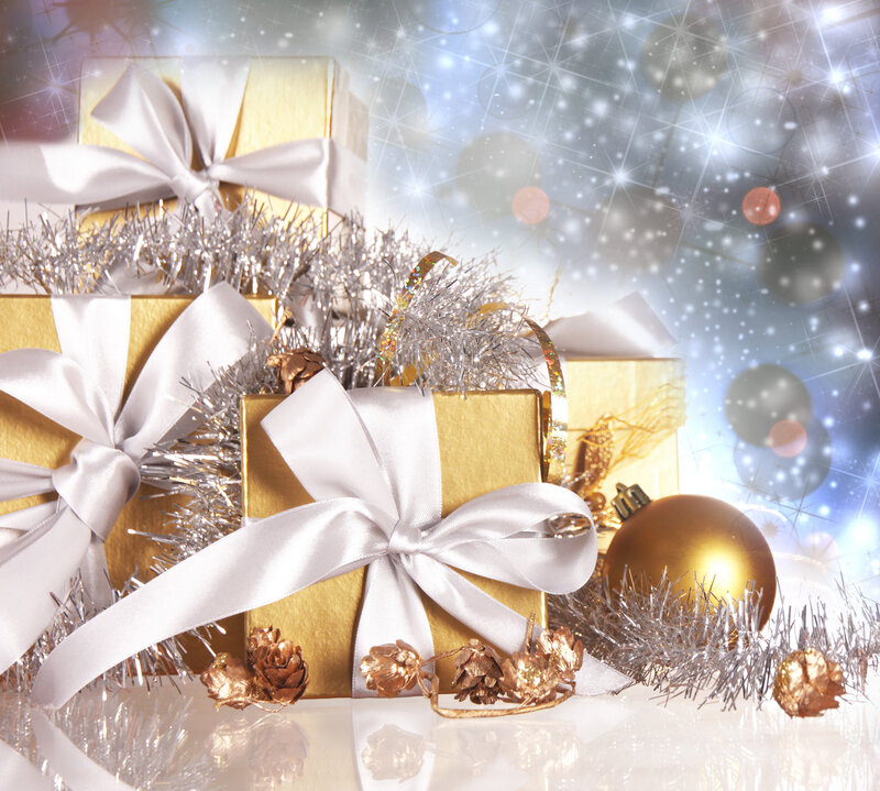 Gold Gift Boxes with Ribbons