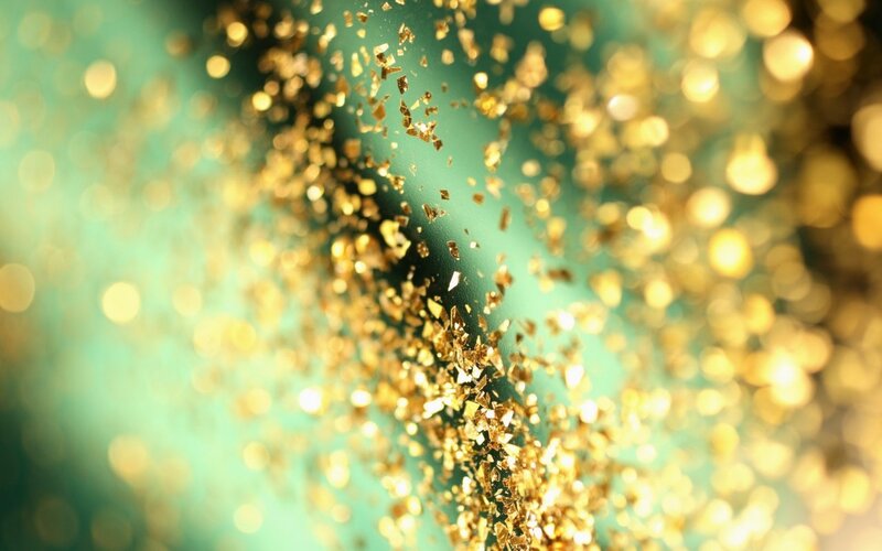 Gold Glitter on Green