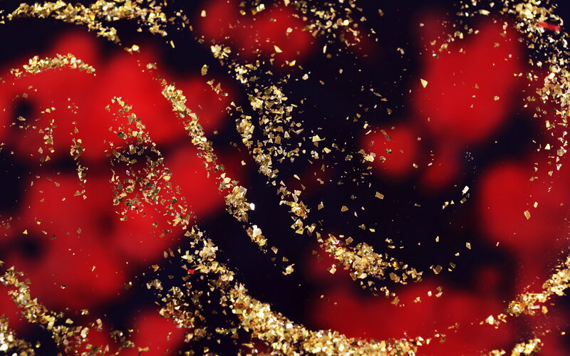 Gold Glitter on Red