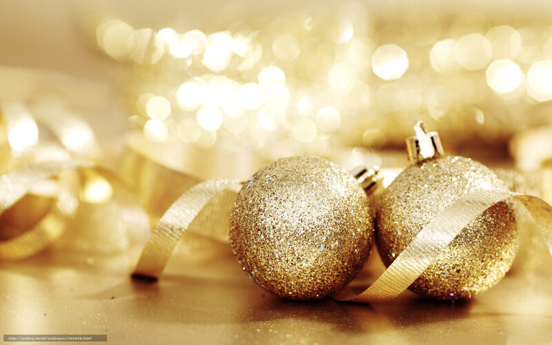 Gold Glitter Ornaments — Festive, Photograph, Ribbons, Bokeh Lights