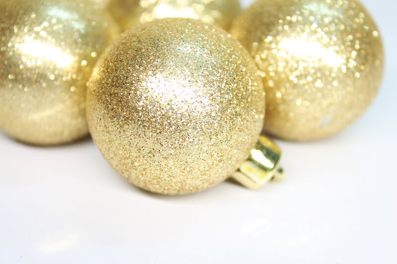 Gold Glitter Ornaments — Festive, Photograph
