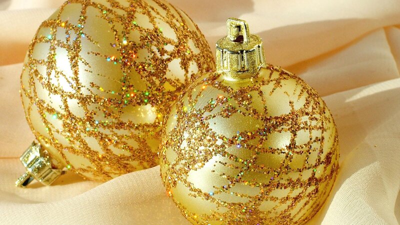Gold Glitter Ornaments — Festive