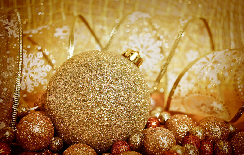 Gold Glitter Ornaments — Festive, Winter
