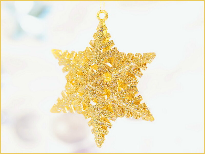 Gold Glitter Snowflake Ornament