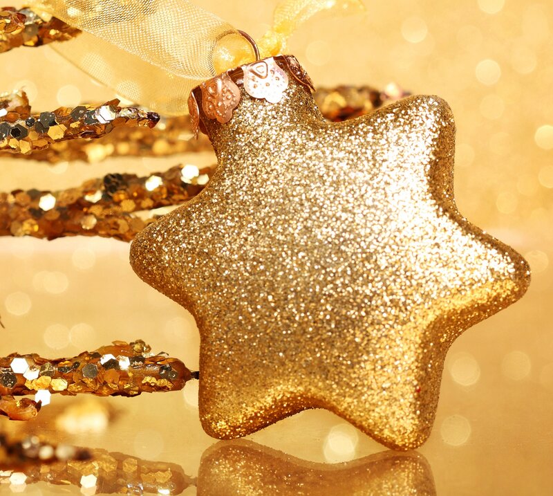 Gold Glitter Star Ornament