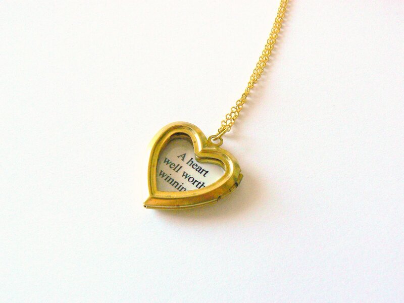 Gold Heart Locket — White