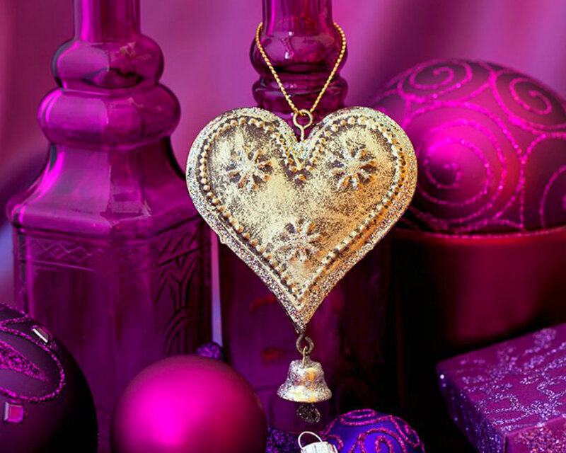 Gold Heart Ornament — Purple