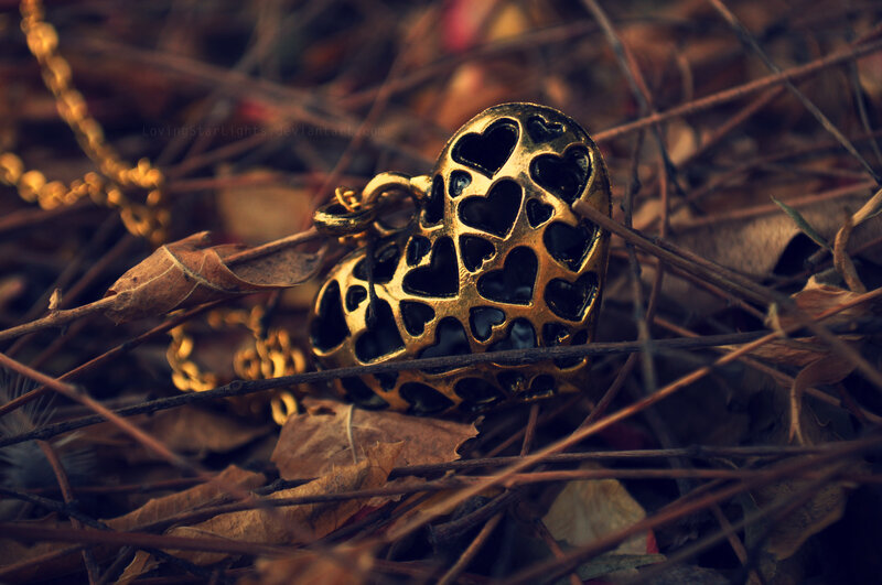 Gold Heart Pendant — Brown