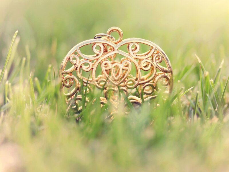 Gold Heart Pendant — Green