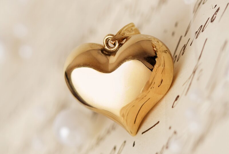 Gold Heart Pendant — Romantic, Photograph, Paper