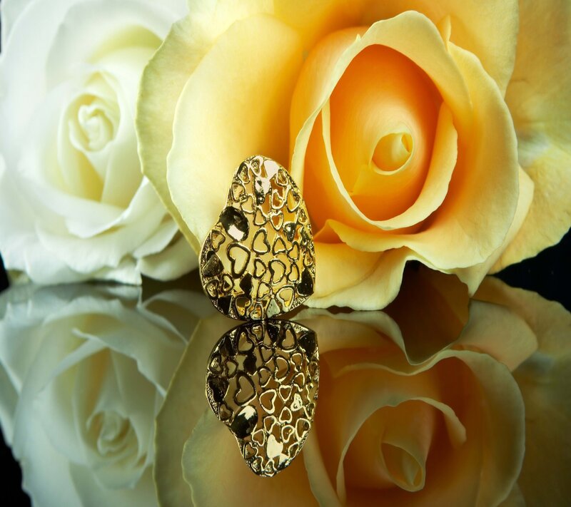 Gold Heart Pendant — Yellow, Serene, Photograph, Rose