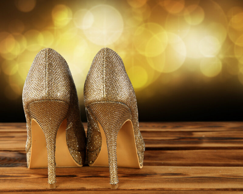 Gold High-heeled Shoes — Glamorous