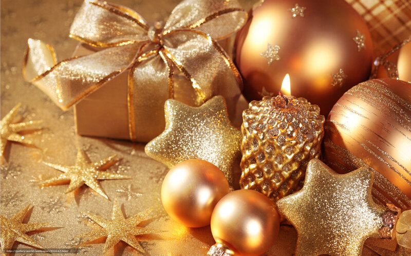 Gold Holiday Decorations — Festive, Photograph, Candle