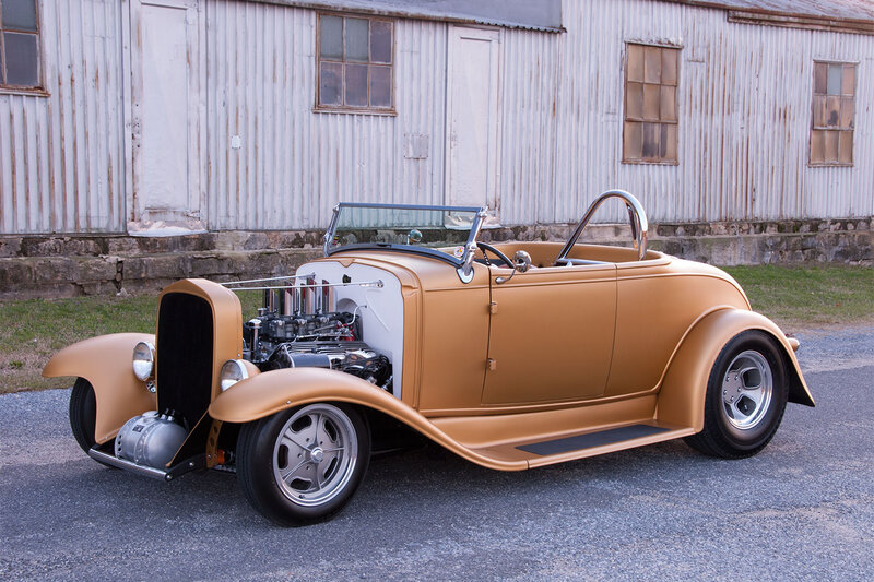 Gold Hot Rod Car — Calm, Afternoon