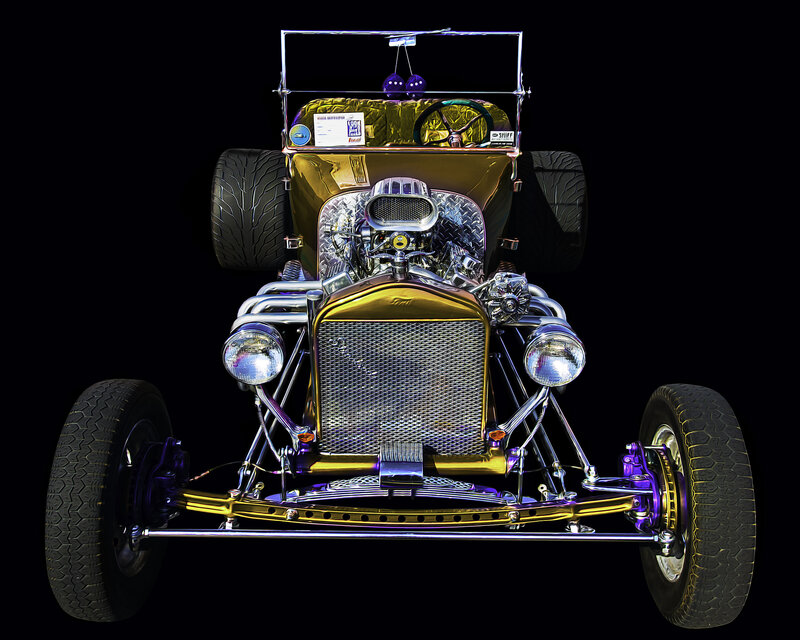Gold Hot Rod Car — Dramatic, Photograph