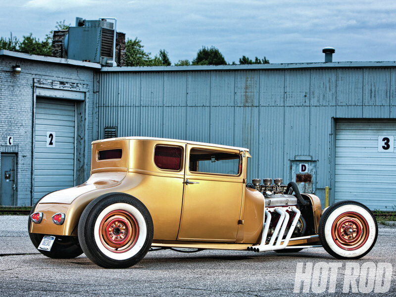 Gold Hot Rod Car — Dramatic