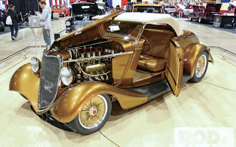 Gold Hot Rod Car — Showcase, Photograph, Car Show