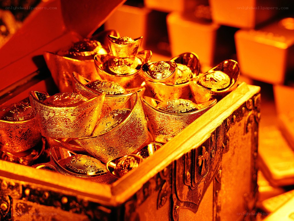 gold ingots in a chest