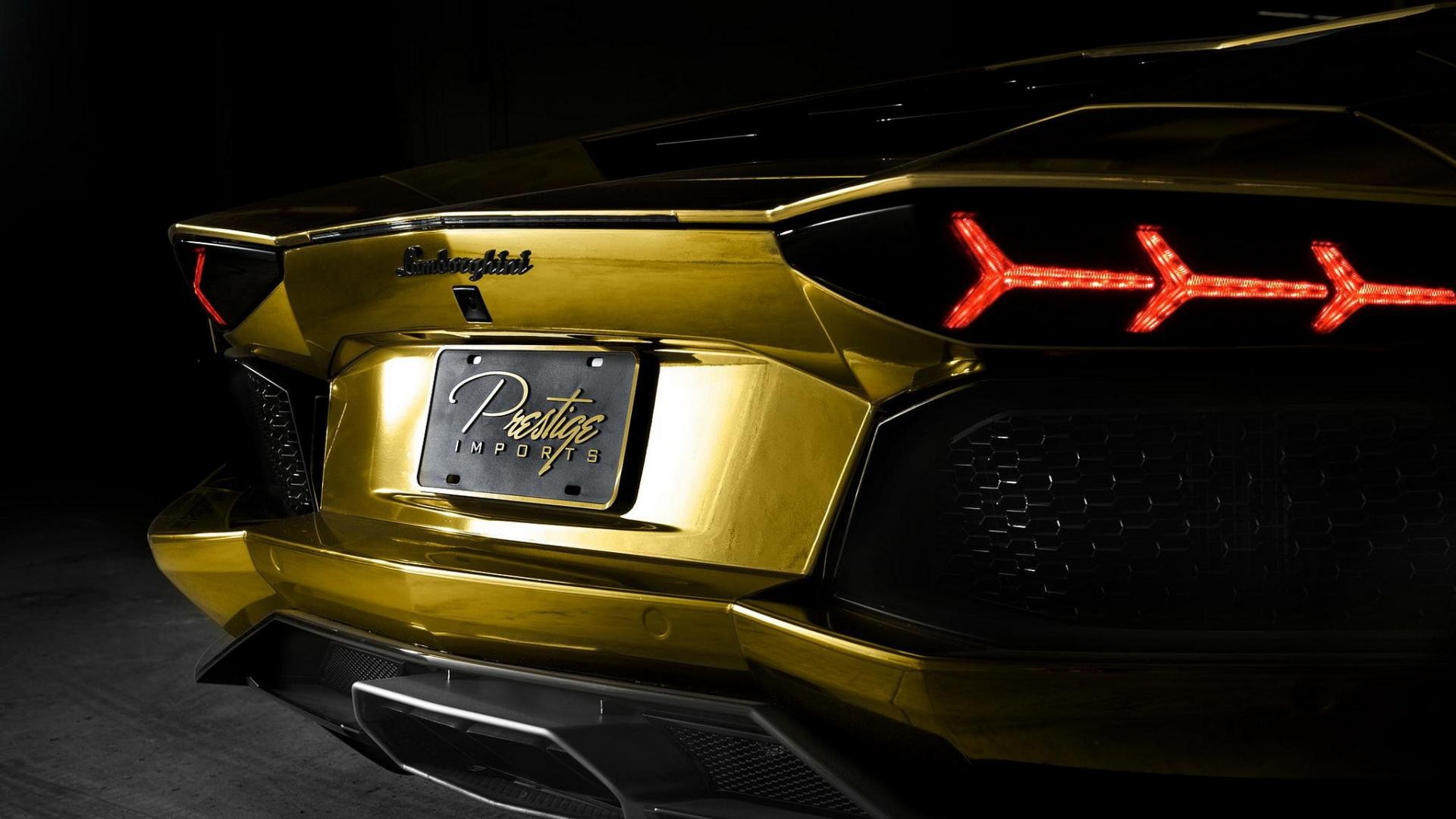 gold lamborghini rear view