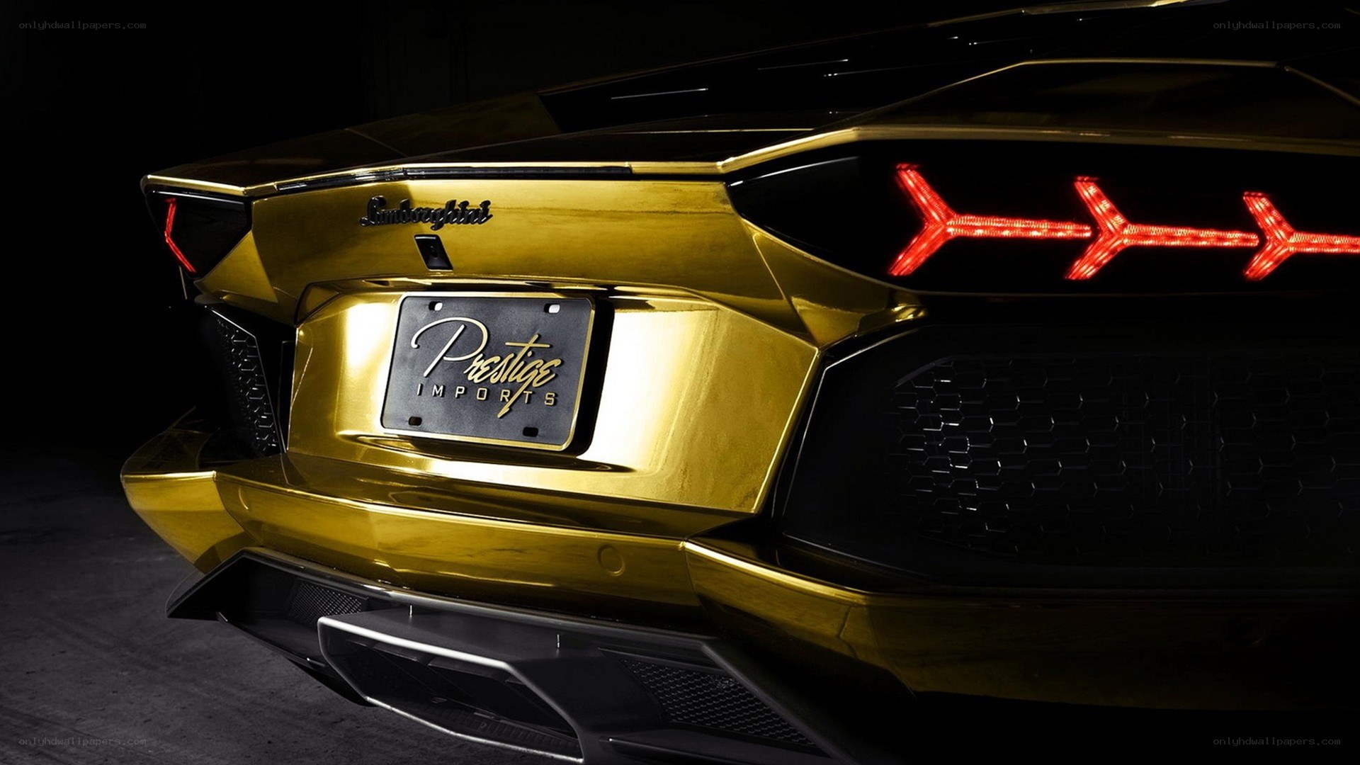 gold Lamborghini rear view