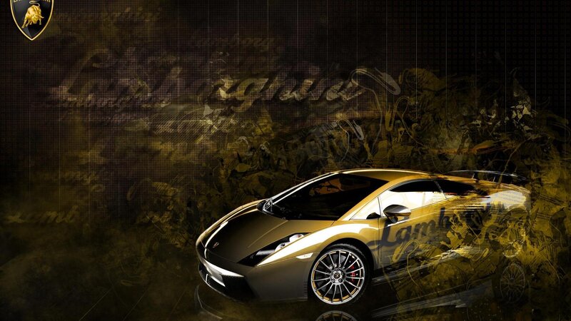 Gold Lamborghini Sports Car — Dramatic