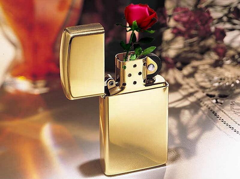 gold lighter with rose