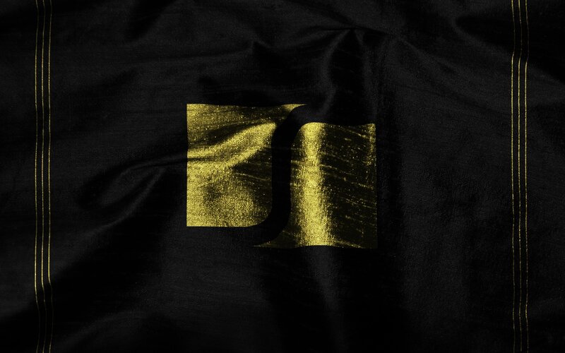 Gold Logo on Black Fabric