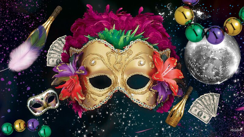 Gold Masquerade Mask — Black