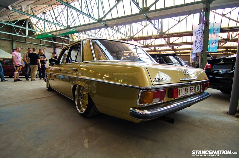 Gold Mercedes at car show