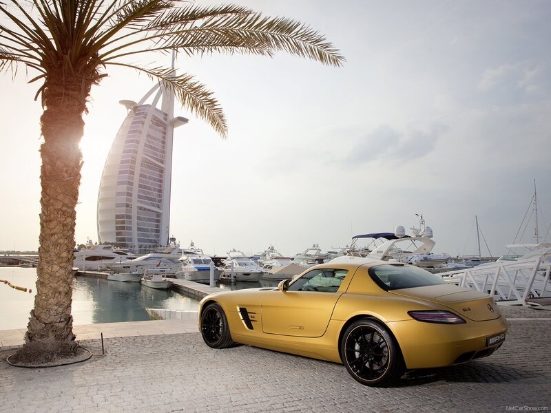 Gold Mercedes-Benz SLS AMG