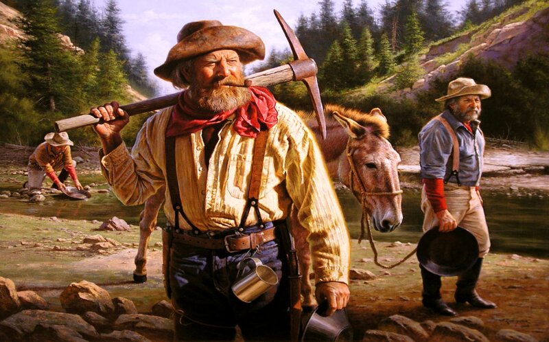 Gold miners in the wilderness