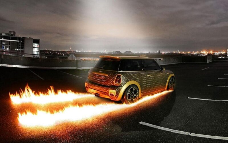Gold Mini Cooper Car — Black