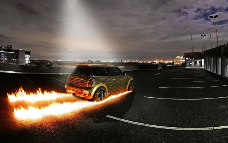 Gold Mini Cooper Car
