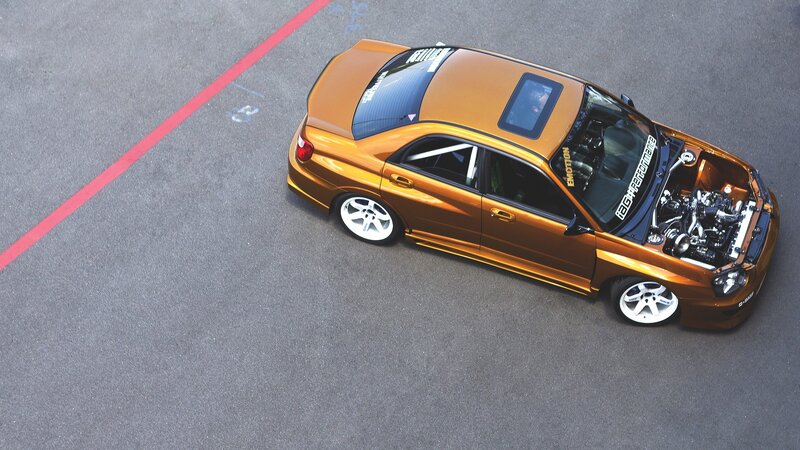 Gold Modified Car — Dramatic, Afternoon
