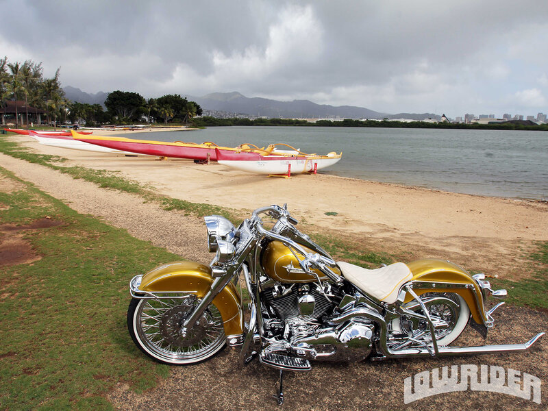 Gold Motorcycle on Beach
